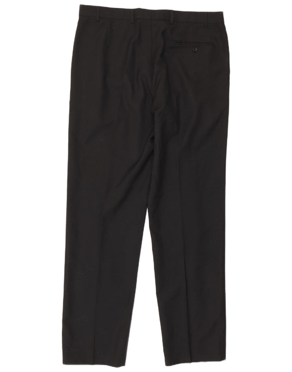Calça masculina de terno reto Marks & Spencer W36 L33 poliéster preto