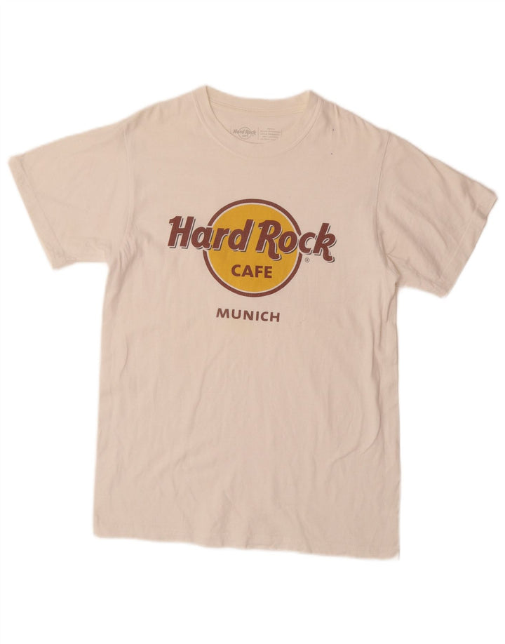 Camiseta masculina HARD ROCK CAFE Munique com estampa gráfica pequena de algodão branco