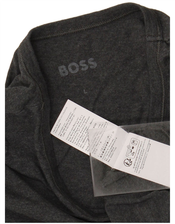 Camiseta masculina HUGO BOSS Top grande algodão cinza