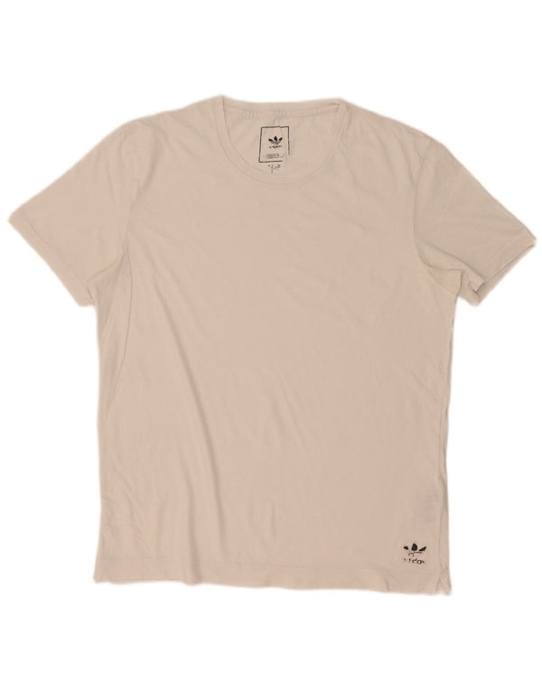 Adidas Mens Camiseta Top Médio Algodão Branco