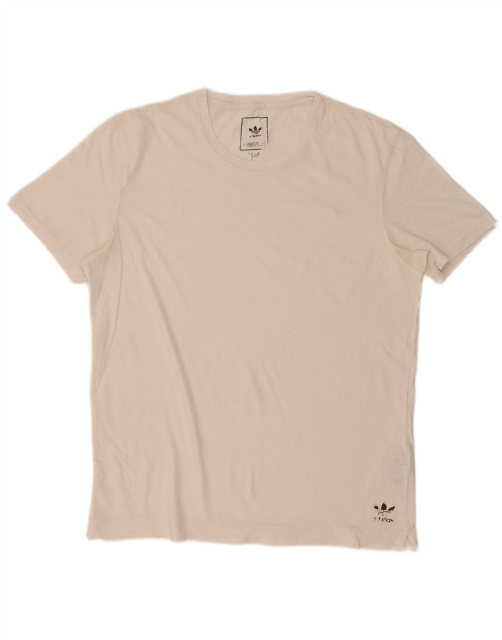Adidas Mens Camiseta Top Médio Algodão Branco