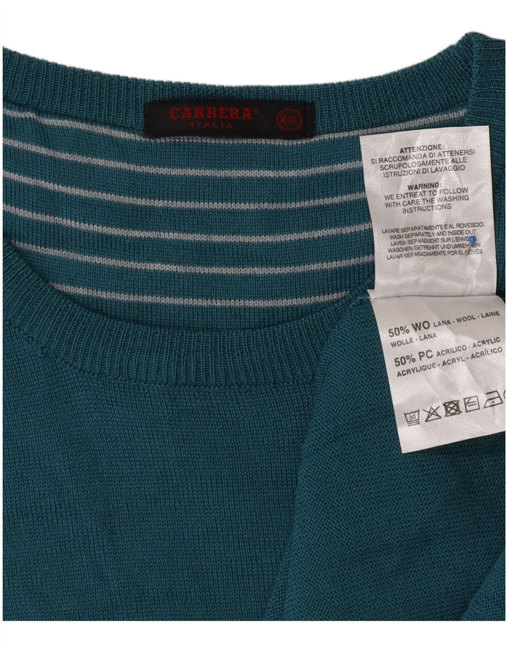 Suéter masculino CARRERA com gola redonda 2XL lã turquesa
