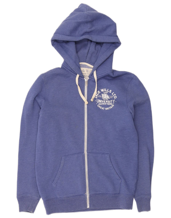 Suéter masculino com capuz e zíper gráfico Jack Wills pequeno algodão azul