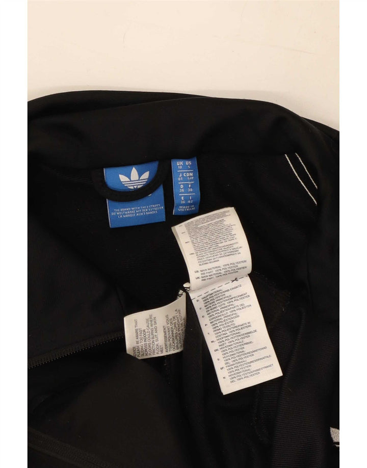 Adidas Womens Graphic Tracksuit Top Jacket UK 10 Pequeno Poliéster Preto