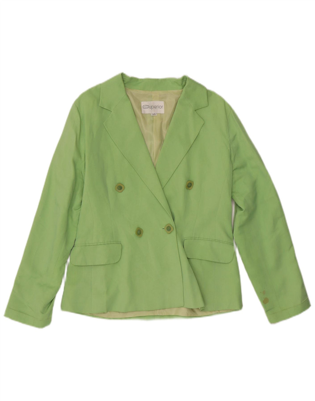 Jaqueta blazer feminina SUPERIOR com peito duplo IT 44 seda verde média