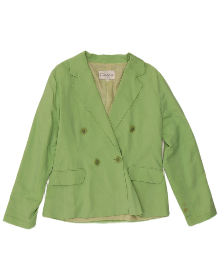 Jaqueta blazer feminina SUPERIOR com peito duplo IT 44 seda verde média