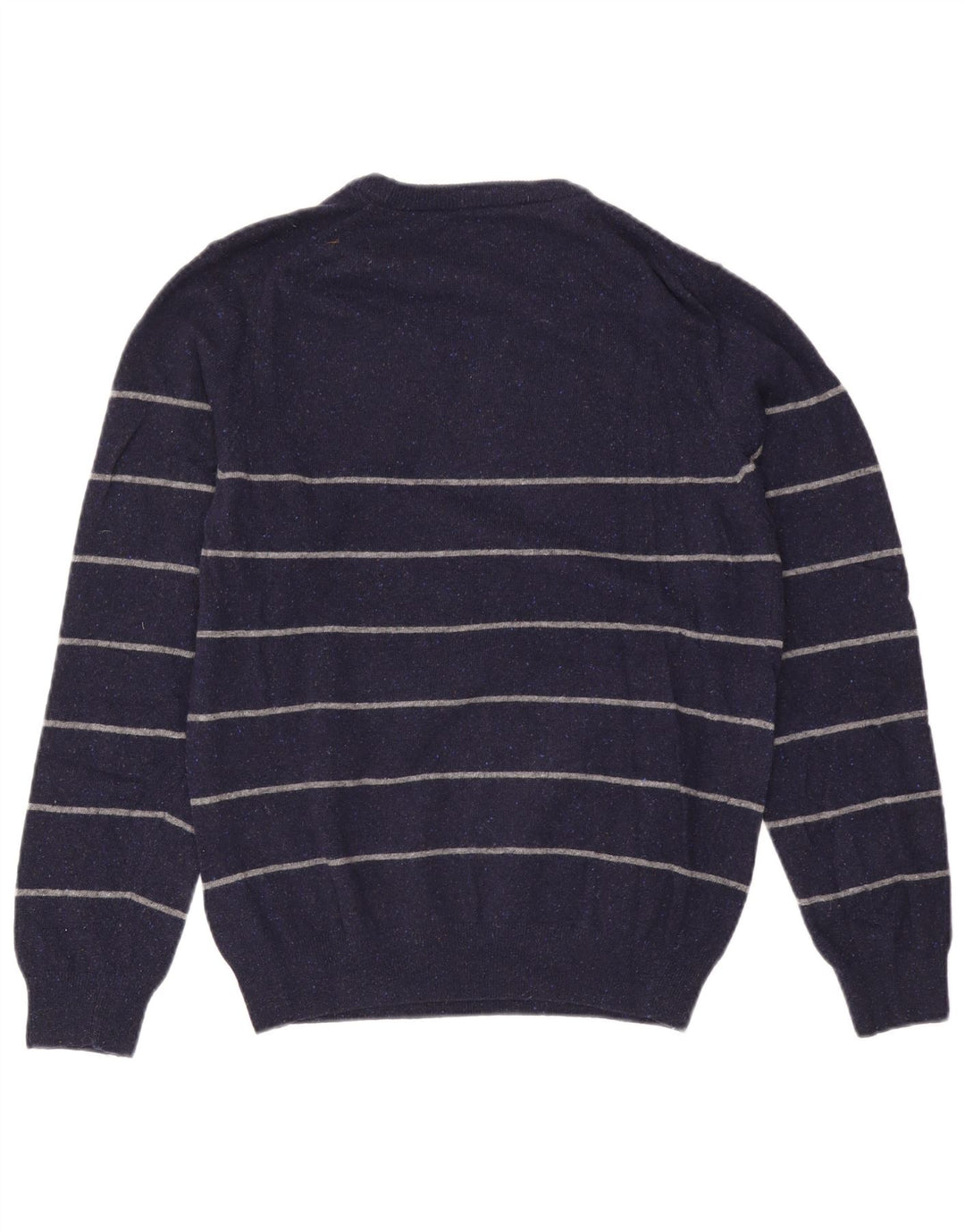 Suéter masculino Gant com gola redonda, lã listrada azul marinho médio
