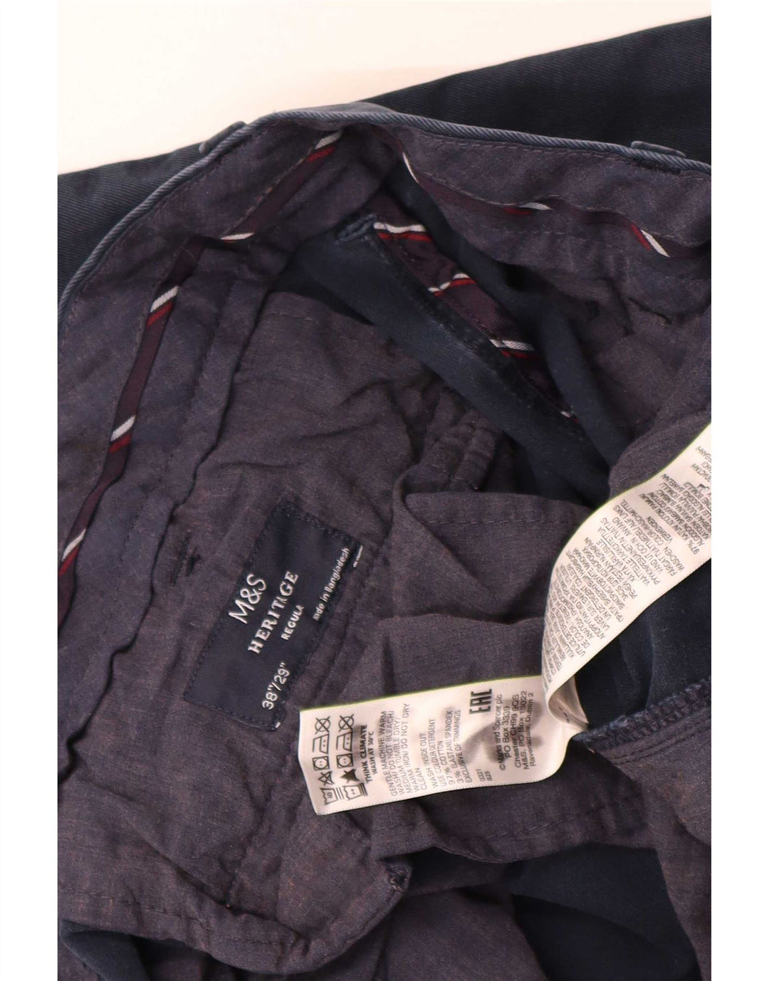 Calça Chino Regular Masculina Marks & Spencer Heritage W38 L26 Azul Marinho