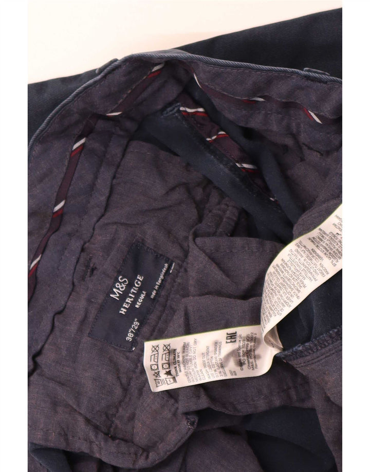 Calça Chino Regular Masculina Marks & Spencer Heritage W38 L26 Azul Marinho