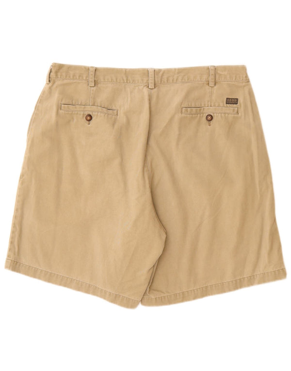 IZOD Mens Chino Shorts W38 XL Algodão Bege