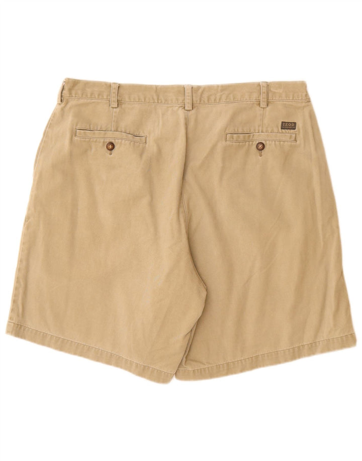 IZOD Mens Chino Shorts W38 XL Algodão Bege