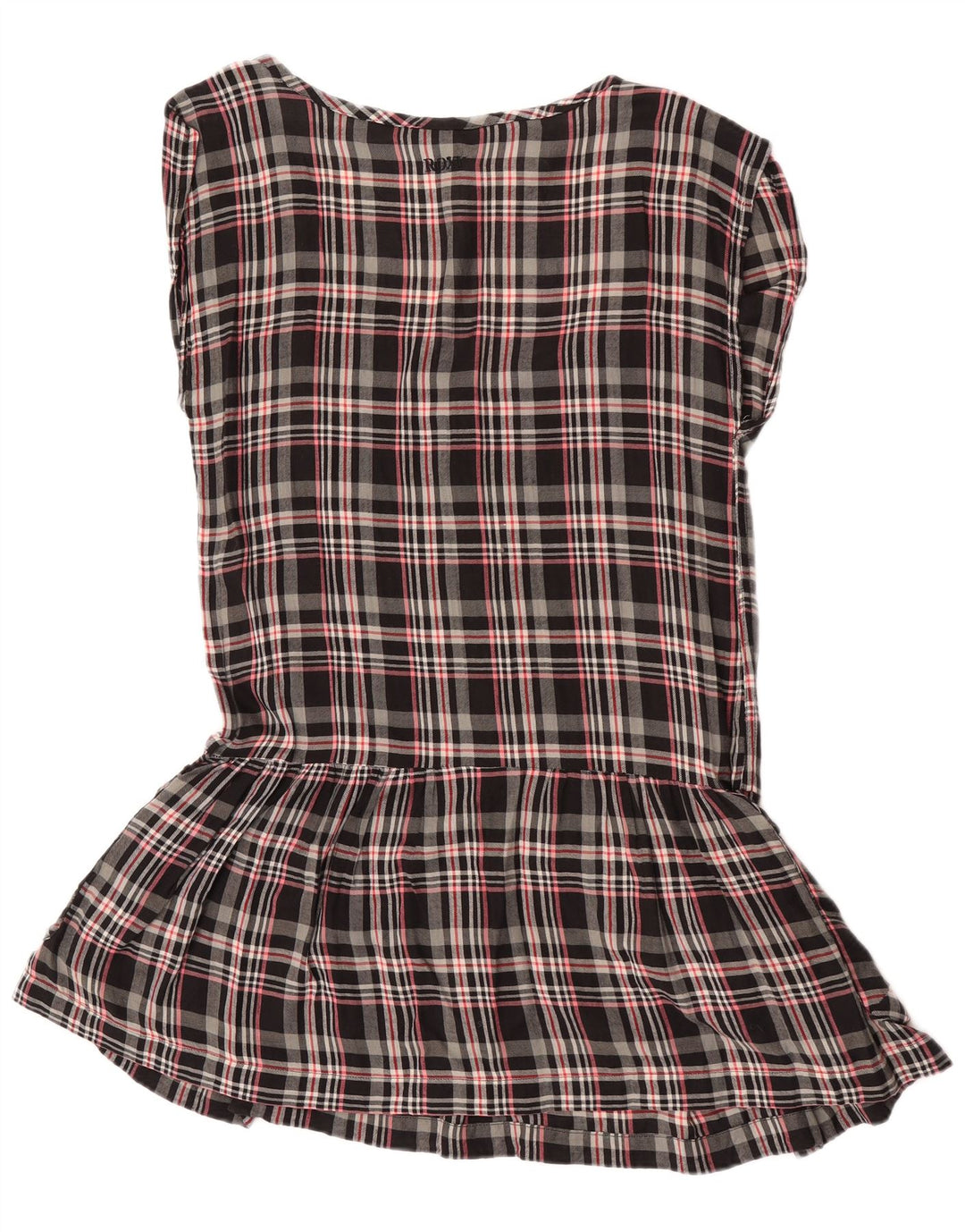Vestido túnica feminino Roxy sem mangas Reino Unido 12 algodão xadrez preto médio