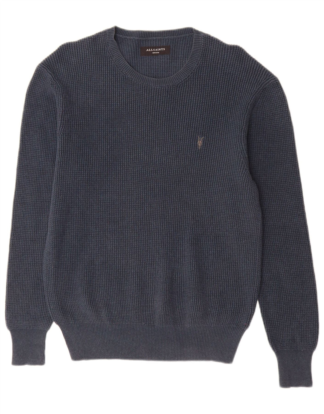 Suéter masculino All Saints com gola redonda e algodão azul marinho médio