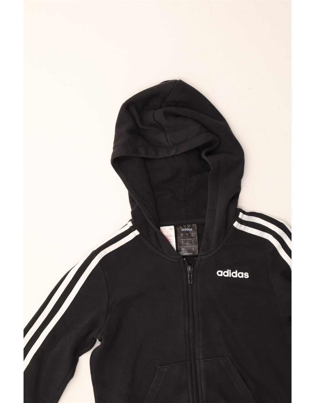 ADIDAS Boys Zip Hoodie Sweater 9-10 Years Black Cotton Vintage Adidas and Second-Hand Adidas from Messina Hembry 