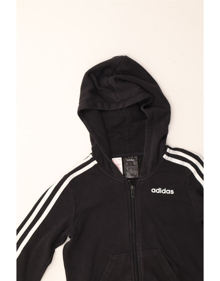ADIDAS Boys Zip Hoodie Sweater 9-10 Years Black Cotton Vintage Adidas and Second-Hand Adidas from Messina Hembry 