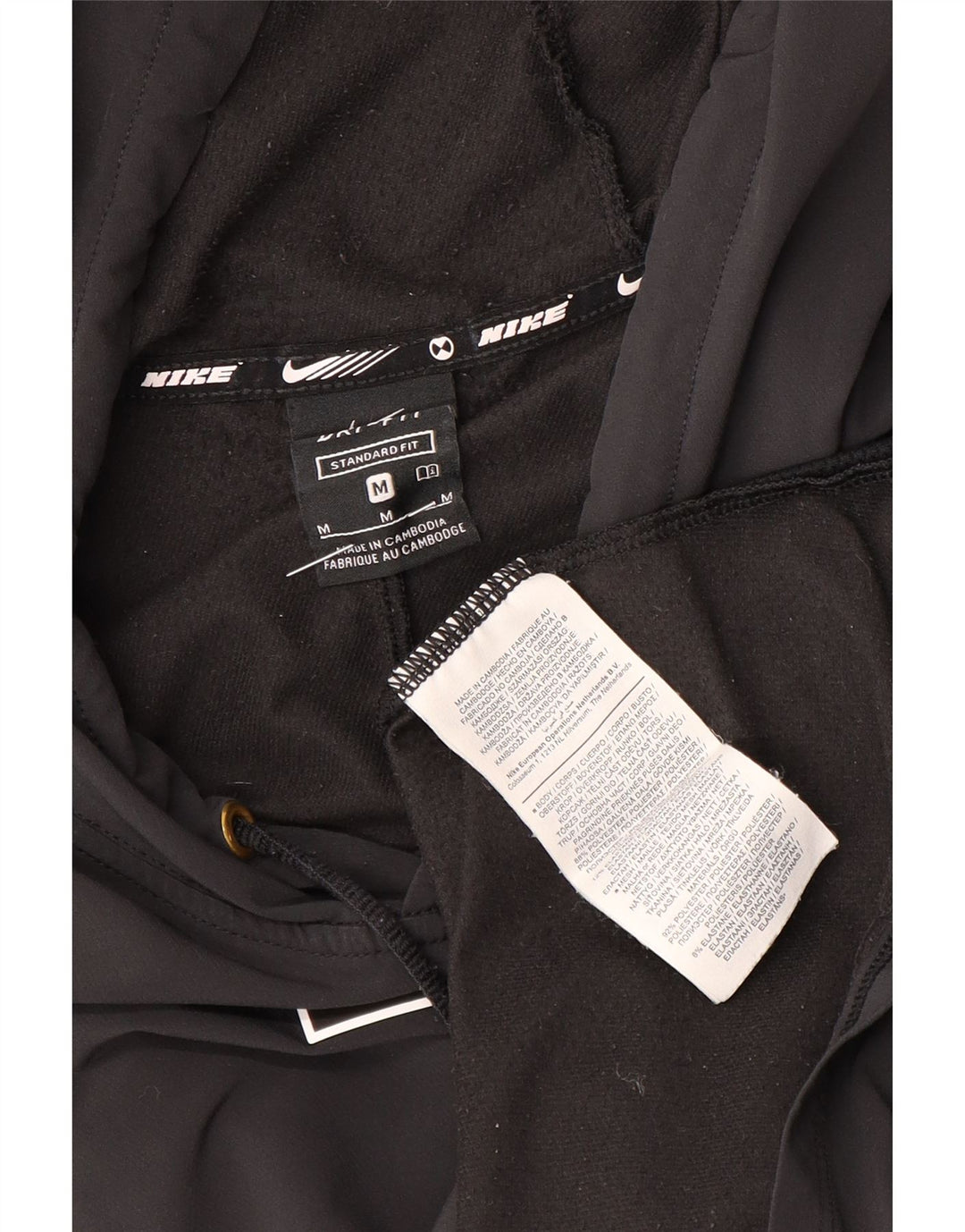 Nike masculino Dri Fit Standard Fit moletom com capuz médio preto poliéster