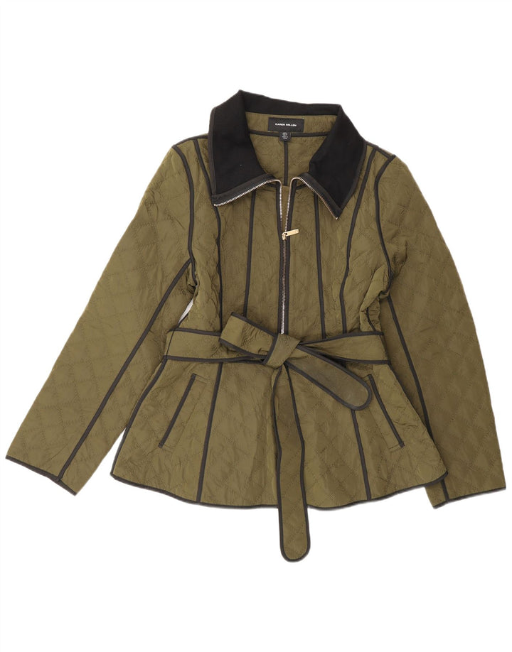 Jaqueta acolchoada feminina Karen Millen UK 8 poliéster verde pequeno
