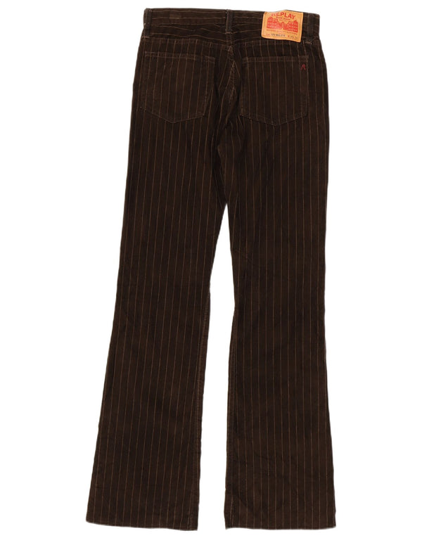 Calça casual feminina Replay Bootcut W28 L34 poliéster listrado marrom