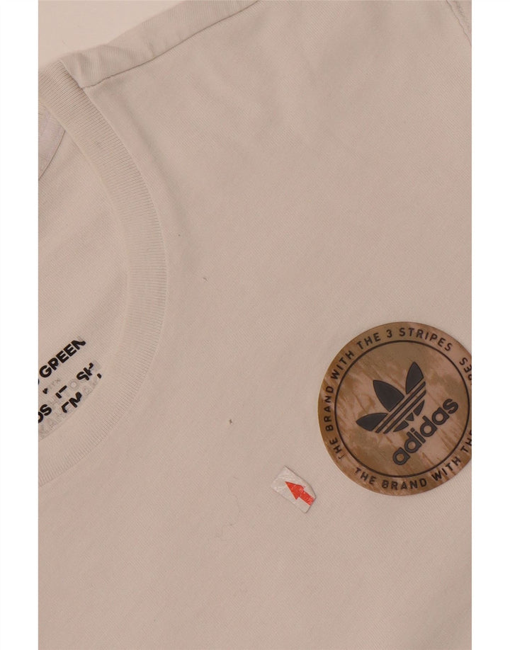Adidas Mens Graphic T-Shirt Top Médio Algodão Branco