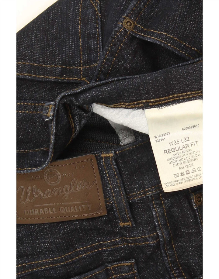Wrangler Mens Regular Fit Straight Jeans W35 L32 Azul Marinho Algodão