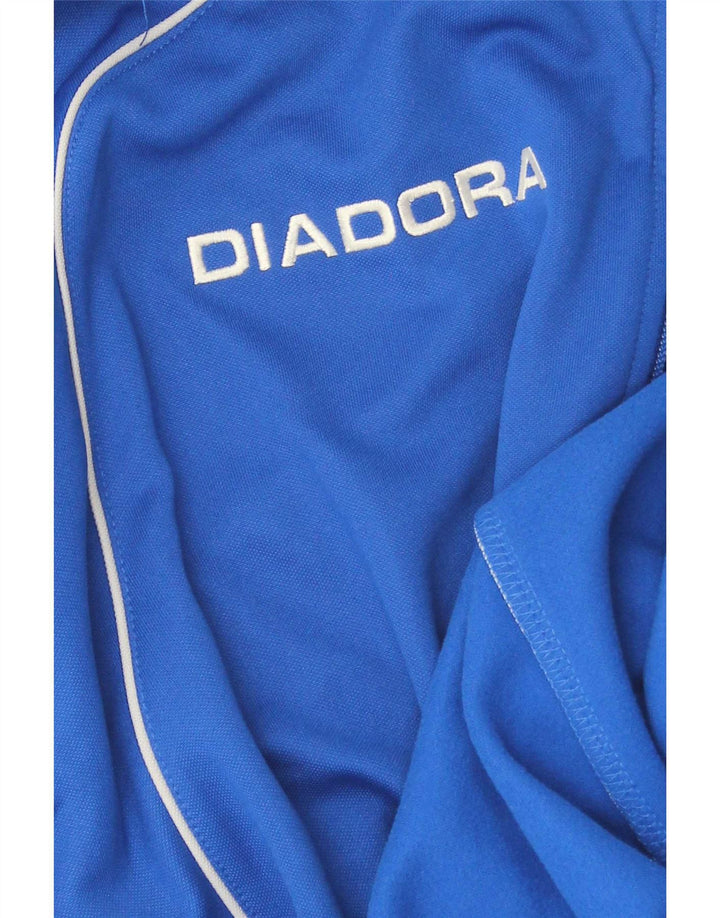 Diadora Mens Zip Neck Pullover Treino Top XL Azul Poliéster