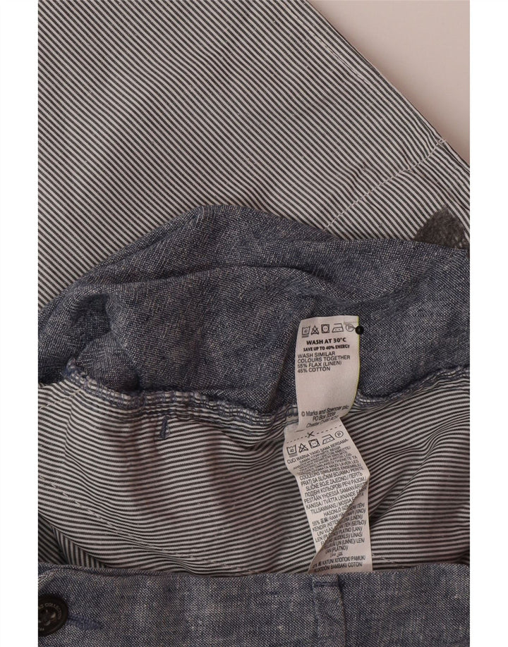Shorts chino masculino Marks & Spencer W34 grande linho azul