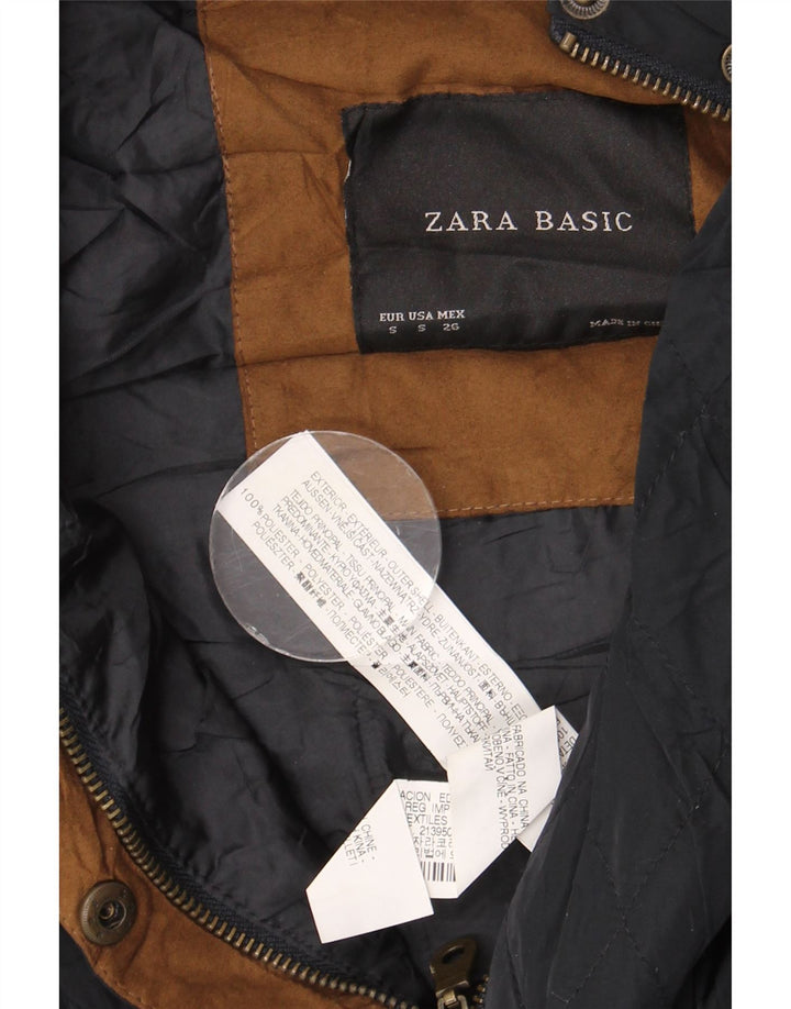 ZARA Womens Gilet UK 10 Pequeno Poliéster Colourblock Azul Marinho