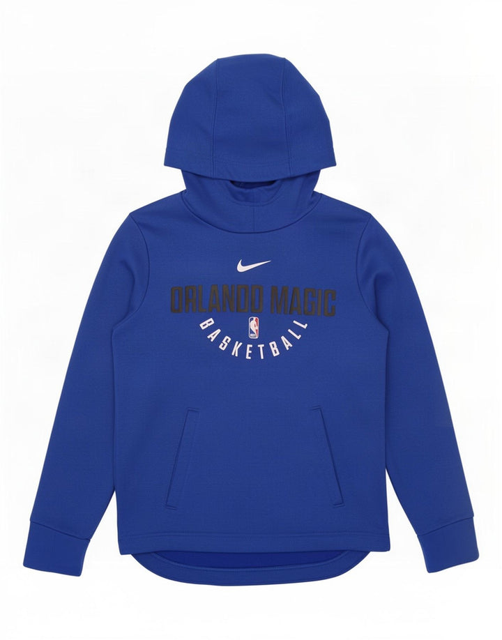 Jumper com capuz gráfico Nike Boys Dri Fit 10-11 anos poliéster azul médio