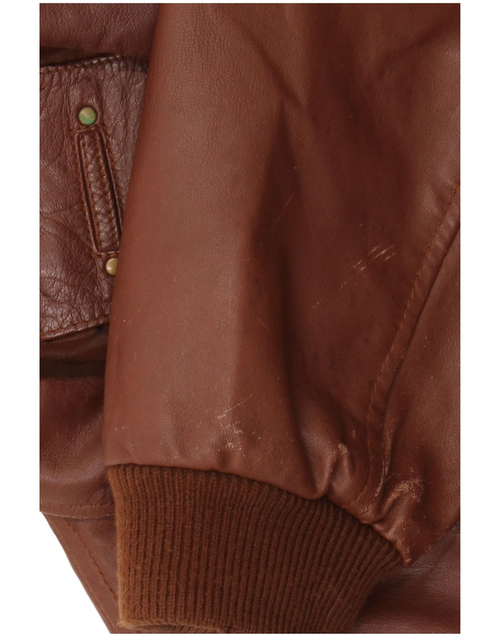 Jaqueta de couro bomber masculina autêntica Reino Unido 42 XL couro marrom