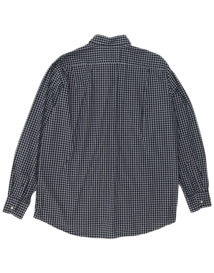 Camisa masculina Lacoste tamanho 44 XL azul marinho algodão guingão