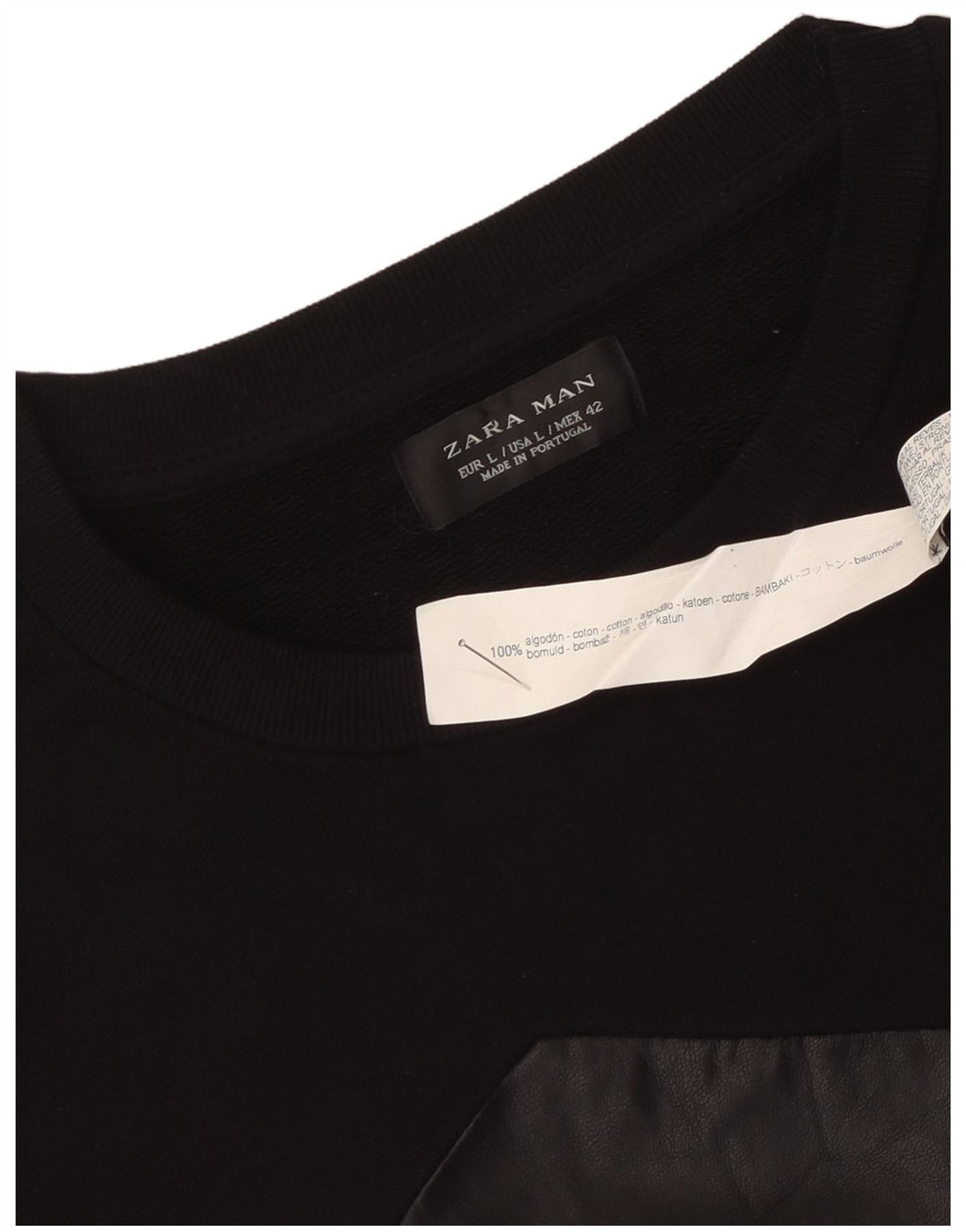 Zara moletom masculino jumper grande preto colorblock algodão