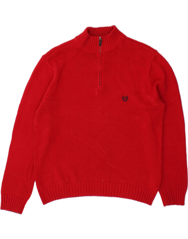 CHAPS Mens Zip Neck Jumper Sweater Large Red Cotton Vintage Chaps and Second-Hand Chaps from Messina Hembry 