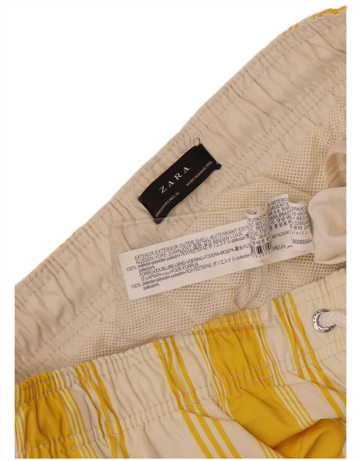 Zara Shorts de banho masculino poliéster listrado amarelo médio