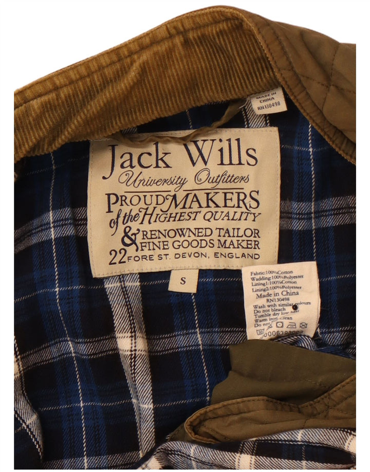 Jaqueta acolchoada militar masculina JACK WILLS Reino Unido 36 algodão cáqui pequeno