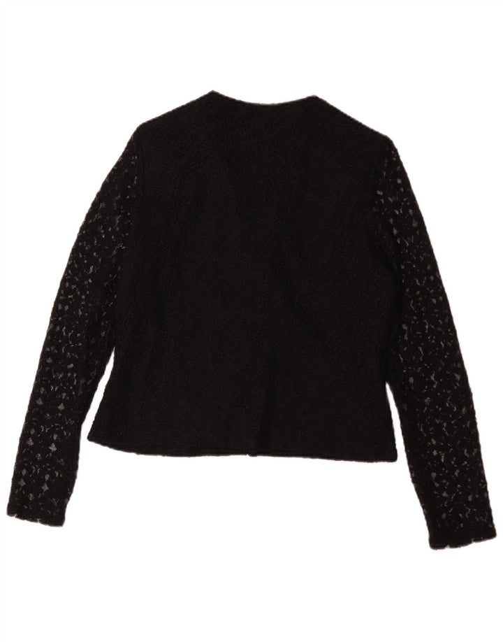 Blusa feminina H&M IT 42 médio preto floral nylon