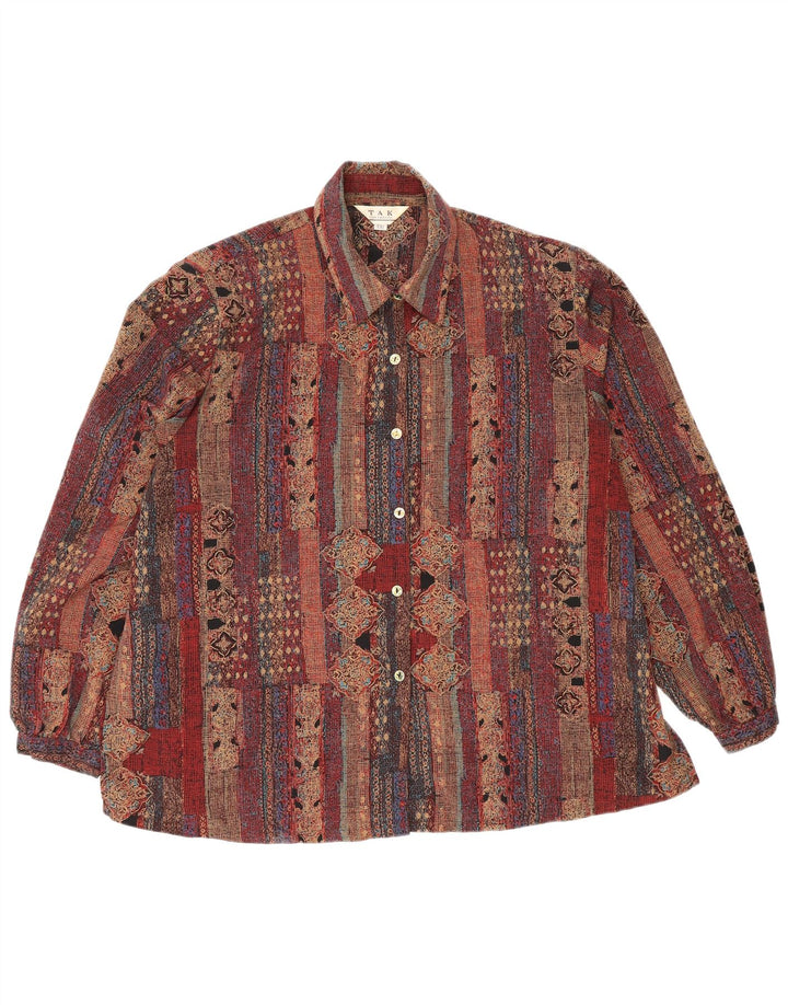 Camisa feminina Tak UK 20 2XL marrom patchwork