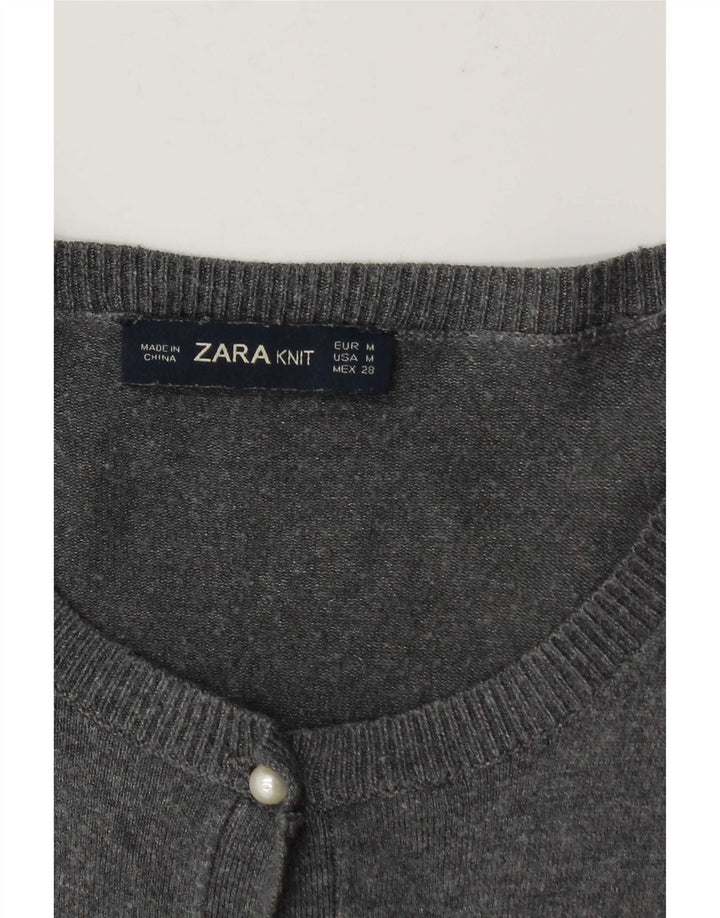 Suéter cardigã feminino Zara Reino Unido 14 cinza médio