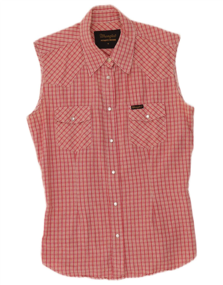 Camisa feminina sem mangas WRANGLER UK 12 poliéster xadrez vermelho médio