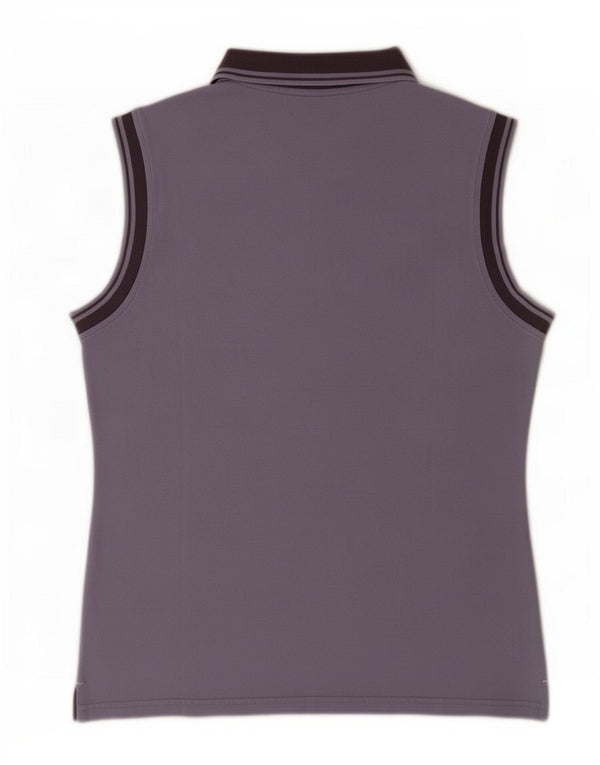 Camisa polo feminina sem mangas Kappa UK 18 XL roxo colorblock algodão
