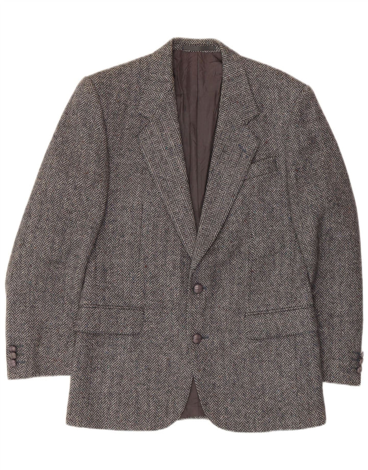 Jaqueta Wellington masculina Donegal Tweed Blazer Reino Unido 38 espinha de peixe cinza médio
