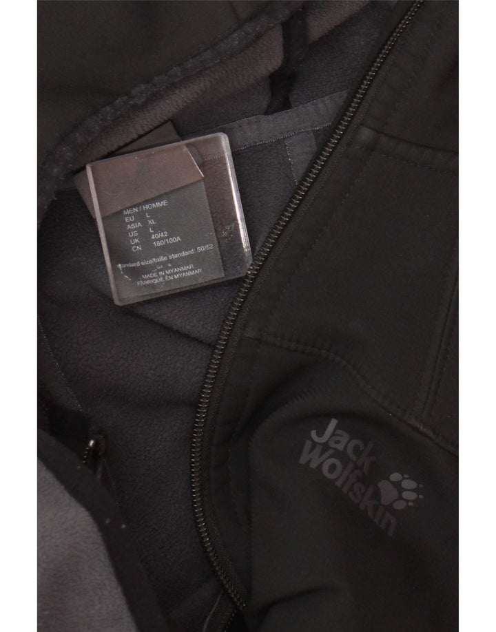 Jaqueta corta-vento masculina Jack Wolfskin com capuz Reino Unido 40/42 grande poliéster preto