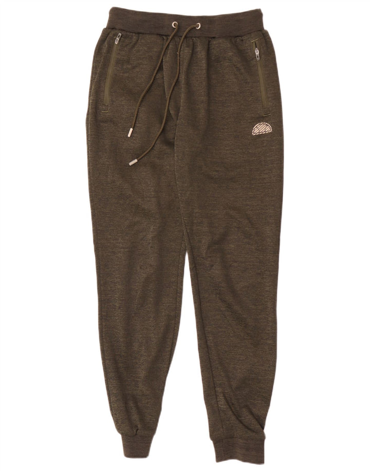Calça de treino masculina Ellesse com estampa gráfica, calça jogger pequena cáqui salpicada
