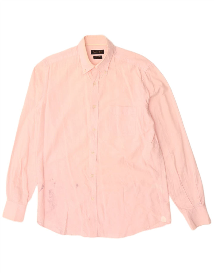 Camisa masculina casual MASSIMO DUTTI de algodão rosa médio