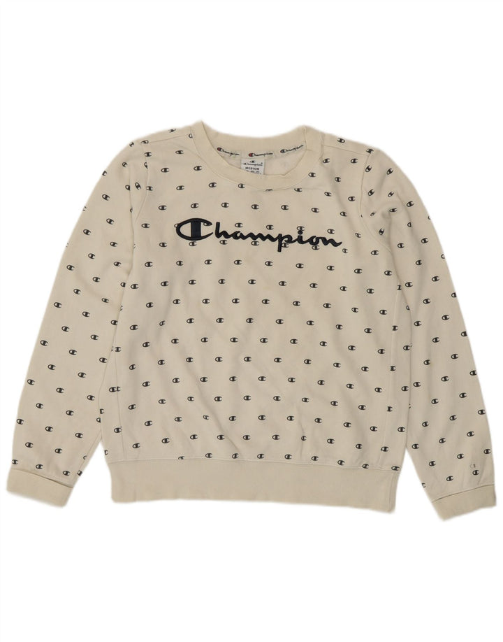 Champion feminino gráfico moletom jumper UK 14 médio branco
