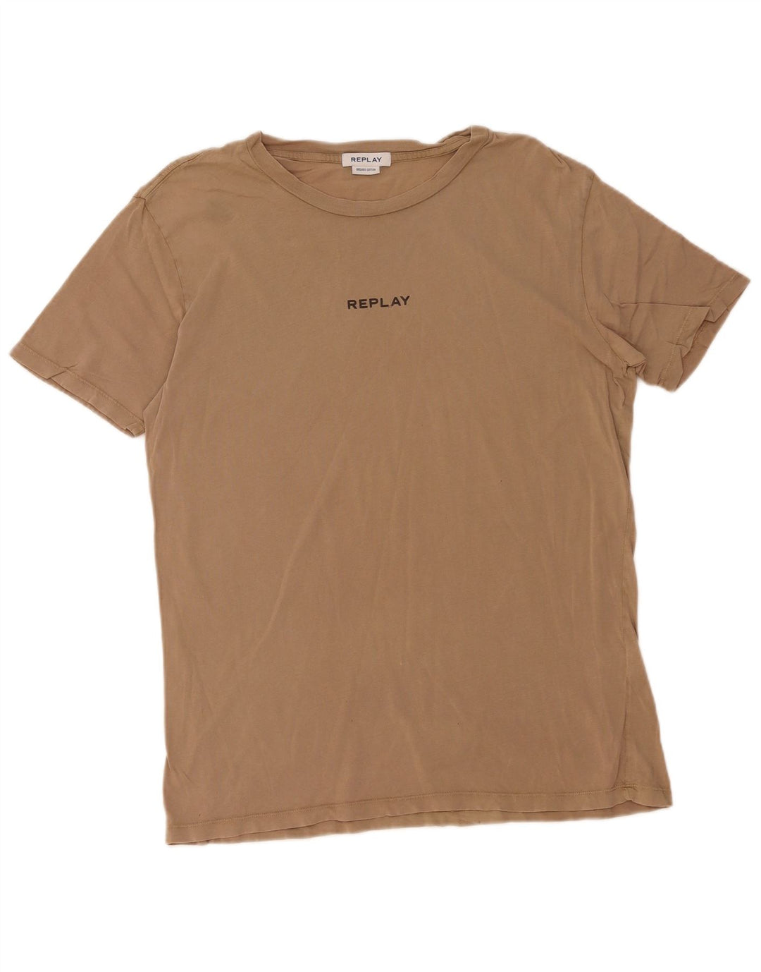 Replay Camiseta Masculina Top Grande Algodão Bege