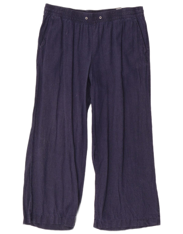 Calça feminina Marks & Spencer com perna larga Reino Unido 16 grande W34 L26 azul marinho