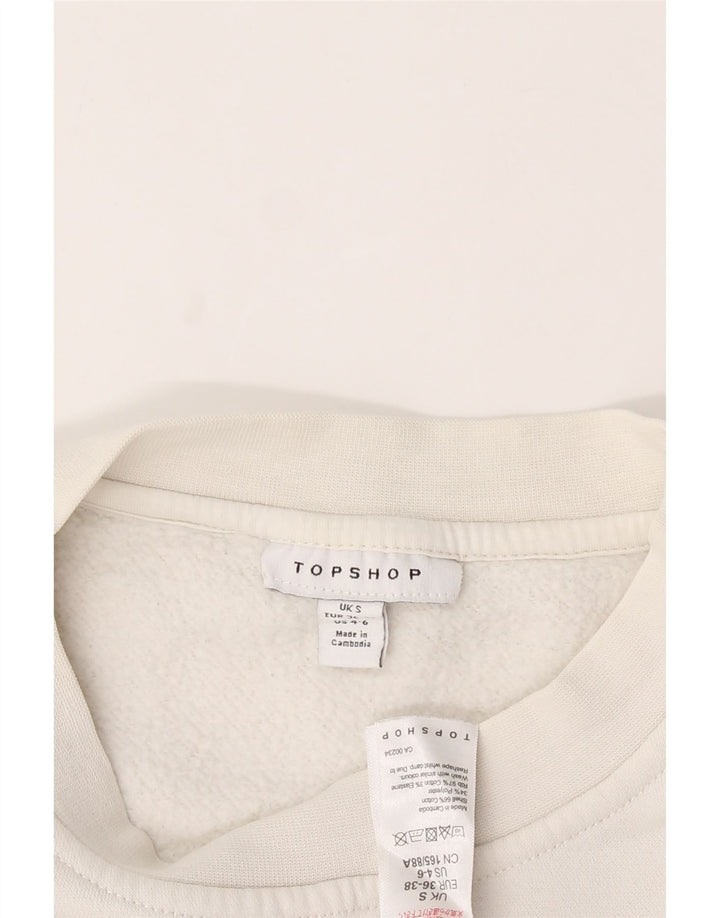 TOPSHOP Womens Oversized Sweatshirt Jumper UK 10 Small White Cotton Vintage Topshop and Second-Hand Topshop from Messina Hembry 