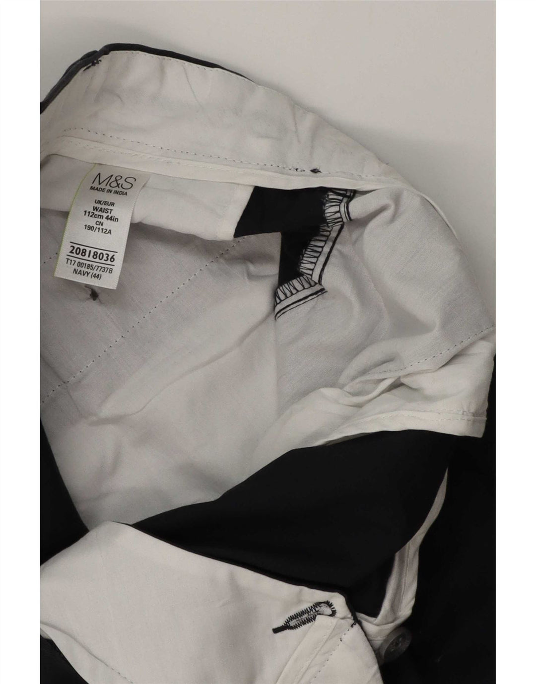 Shorts chino masculino Marks & Spencer W44 2XL algodão azul marinho
