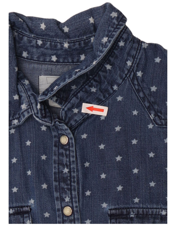 Camisa jeans feminina com padrão abstrato Levi's Reino Unido 4 XS azul algodão
