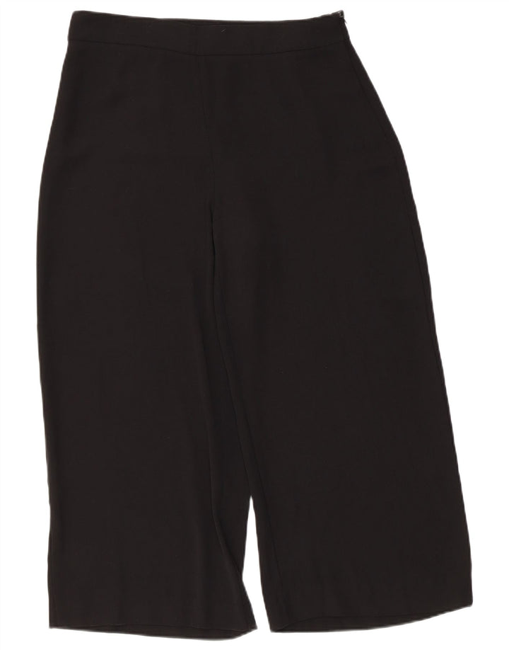 Zara Calça capri feminina cintura alta perna larga médio W30 L22 preta